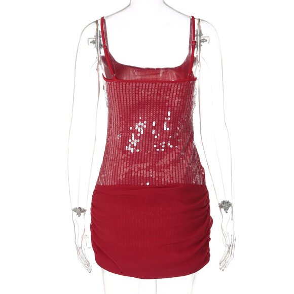 Glamorous Red Sequin Bodycon Mini Dress - Picture 6 of 6